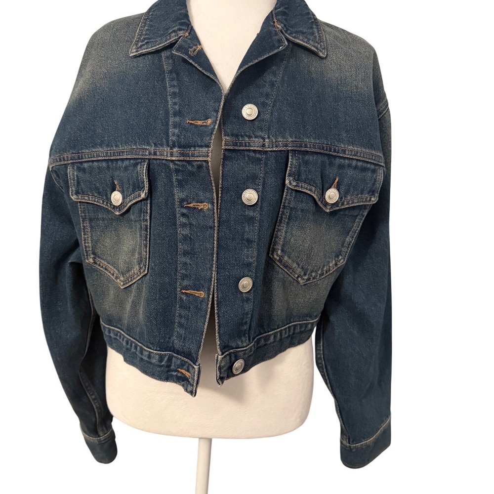Isabel Marant Tadia Cropped Denim Jacket Faded Blue Size 36 VE0075FA-B1H04I